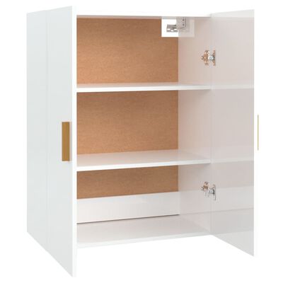 vidaXL Armário de parede suspenso 69,5x34x90 cm branco brilhante