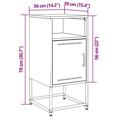 vidaXL Mesa de cabeceira 36x39x78 cm aço verde-azeitona