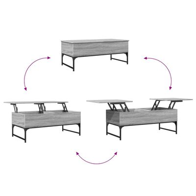 vidaXL Mesa de centro 100x50x40cm deriv. madeira/metal cinzento sonoma