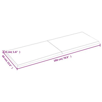 vidaXL Bancada p/ WC 180x60x(2-4)cm madeira tratada maciça castanho