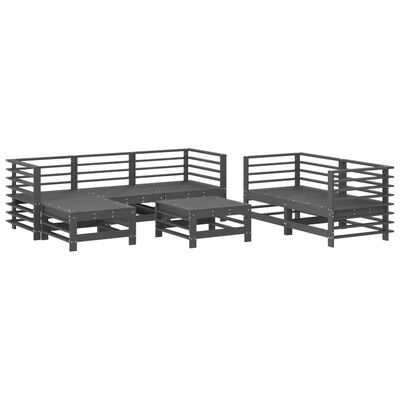 vidaXL 7 pcs conjunto lounge de jardim pinho maciço cinza