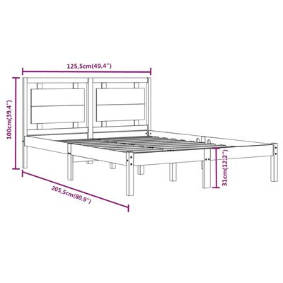 vidaXL Estrutura de cama 120x200 cm madeira maciça castanho mel