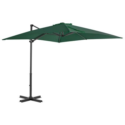 vidaXL Guarda-sol cantilever com poste alumínio 250x250 cm verde