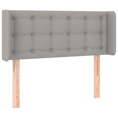 vidaXL Cabeceira de cama c/ abas tecido 83x16x78/88 cm cinzento-claro