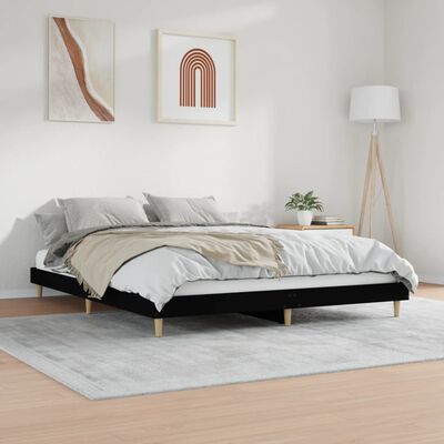 vidaXL Estrutura de cama 160x200 cm derivados de madeira preto