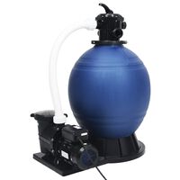 vidaXL Filtro de areia válvula 7 posições e bomba 1000 W azul e preto