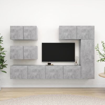 vidaXL 6 pcs conjunto de móveis de TV derivados madeira cinza cimento