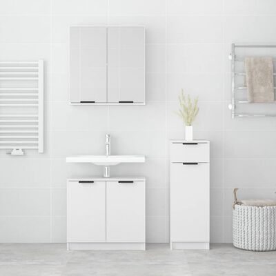 vidaXL 3 pcs conjunto móveis casa de banho madeira processada branco