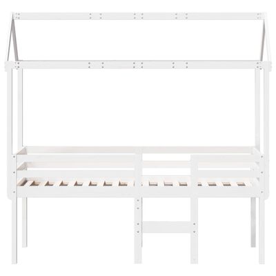 vidaXL Cama alta com telhado 75x190 cm pinho maciço branco