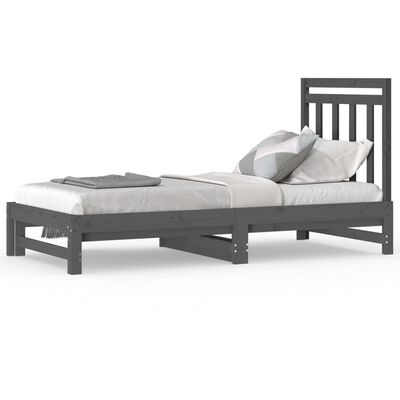 vidaXL Estrutura sofá-cama de puxar 2x(90x190) cm pinho maciço cinza