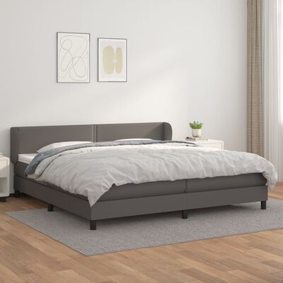 vidaXL Cama com molas/colchão 200x200 cm couro artificial cinzento