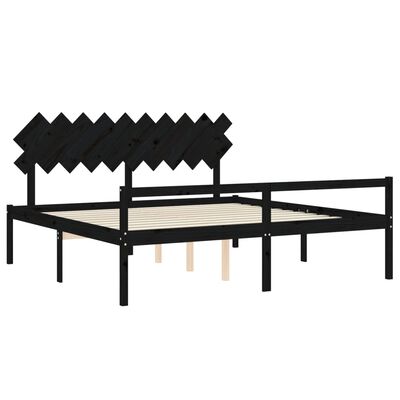 vidaXL Cama para idosos com cabeceira 200x200 cm madeira maciça preto