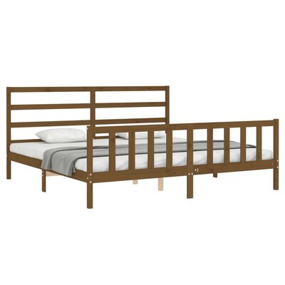 vidaXL Estrutura cama c/ cabeceira 200x200cm maciço castanho-mel