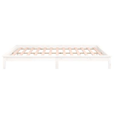 vidaXL Estrutura de cama c/ LED casal 135x190 cm madeira maciça branco