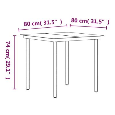 vidaXL 3 pcs conjunto de jantar para jardim com almofadões preto