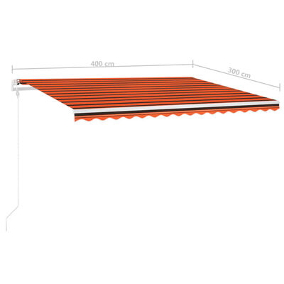 vidaXL Toldo retrátil manual com postes 4x3 m laranja e castanho