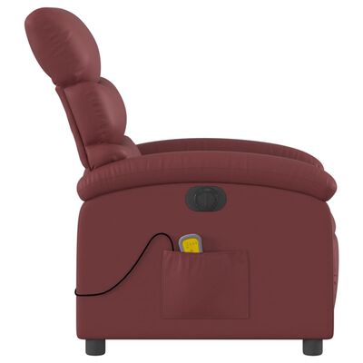 vidaXL Poltrona massagens reclin. elétrica couro artif. vermelho-tinto