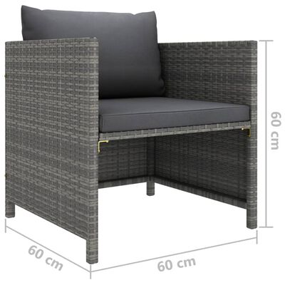 vidaXL 7 pcs conjunto lounge de jardim c/ almofadões vime PE cinzento