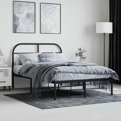 vidaXL Estrutura de cama com cabeceira 120x190 cm metal preto