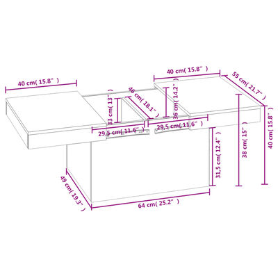 vidaXL Mesa de centro 80x55x40 cm derivados de madeira cinza cimento