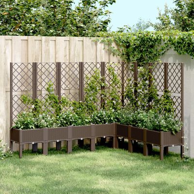 vidaXL Vaso/floreira de jardim c/ treliça 200x160x142 cm PP castanho