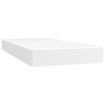 vidaXL Cama box spring c/ colchão/LED 90x190cm couro artificial branco