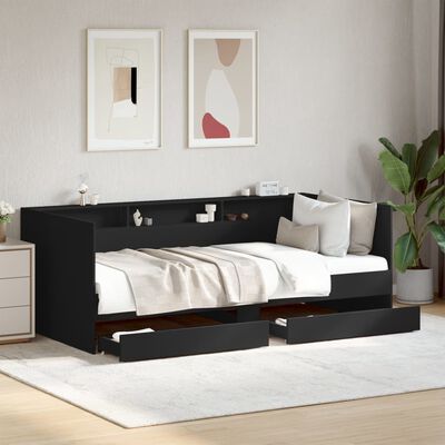 vidaXL Sofá-cama com gavetas sem colchão 75x190 cm preto