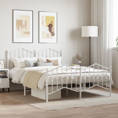 vidaXL Estrutura de cama com cabeceira e pés 150x200 cm metal branco