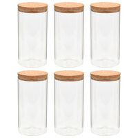 vidaXL Frascos de vidro com tampas de cortiça 6 pcs 1100 ml