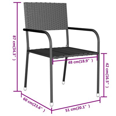 vidaXL 3 pcs conjunto de jantar para jardim vime PE cinzento