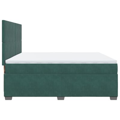 vidaXL Cama com molas/colchão 200x200 cm veludo verde-escuro