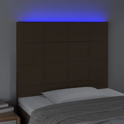 vidaXL Cabeceira de cama c/ luzes LED tecido 80x5x118/128cm castanho