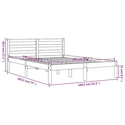 vidaXL Estrutura de cama 135x190 cm madeira pinho maciça castanho cera