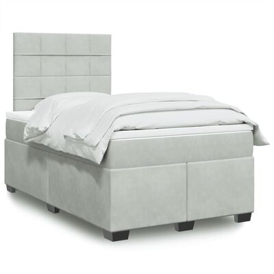 vidaXL Cama boxspring c/ colchão 120x200 cm veludo cinzento-claro