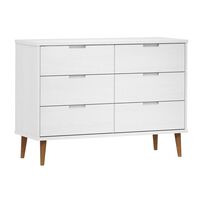 vidaXL Armário de gavetas MOLDE 113x40x80 cm pinho maciço branco