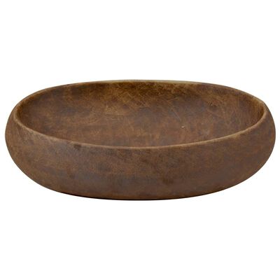 vidaXL Lavatório de bancada oval 59x40x15 cm cerâmica castanho