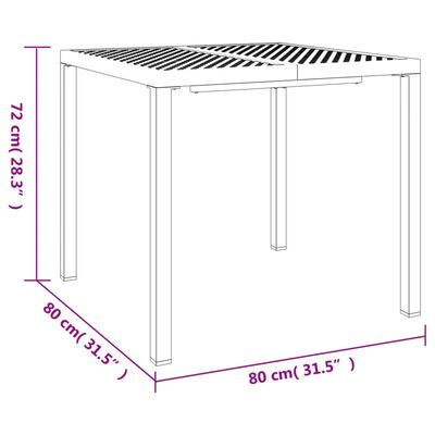 vidaXL Mesa de jardim 80x80x72 cm aço antracite