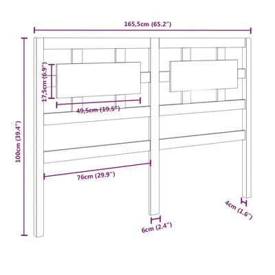 vidaXL Cabeceira de cama 165,5x4x100 cm pinho maciço cinzento