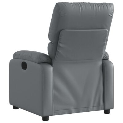 vidaXL Poltrona de massagens reclinável couro artificial cinzento