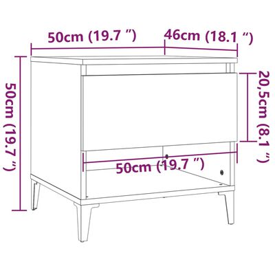 vidaXL Mesas de apoio 2 pcs 50x46x50 cm derivados de madeira branco