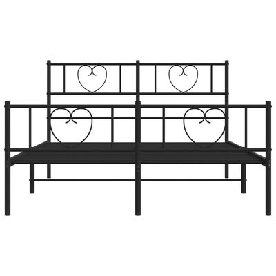 vidaXL Estrutura de cama com cabeceira e pés 135x190 cm metal preto