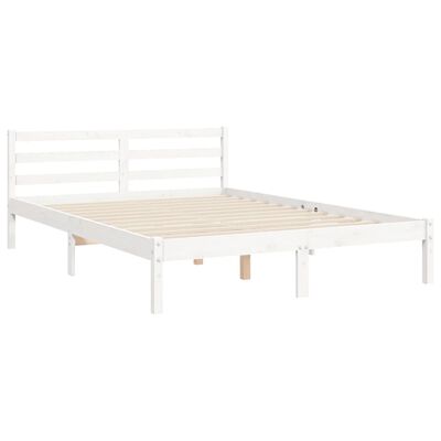 vidaXL Estrutura de cama com cabeceira 120x200cm madeira maciça branco