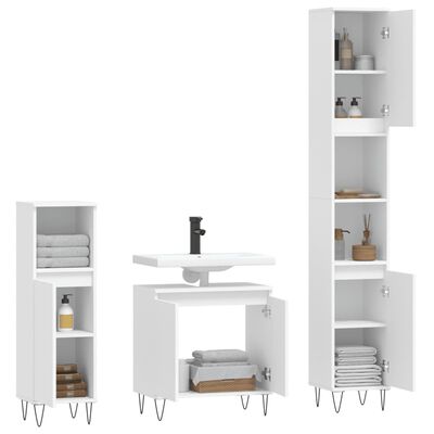 vidaXL 3 pcs conjunto móveis casa de banho derivados de madeira branco