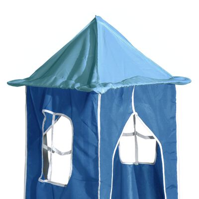 vidaXL Cama alta para criança com torre 90x200 cm pinho maciço azul