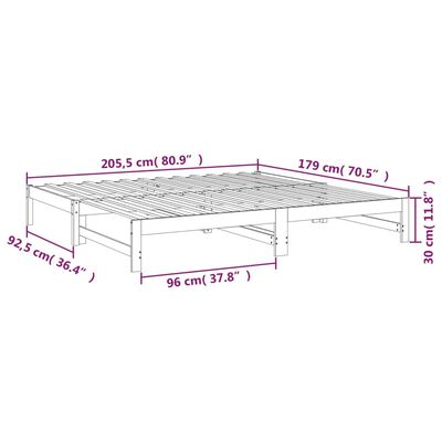 vidaXL Sofá-cama de puxar 2x(90x200) cm pinho maciço cinza