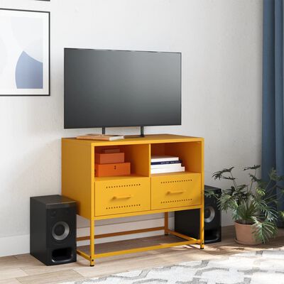 vidaXL Móvel de TV 68x39x60,5 cm aço amarelo mostarda