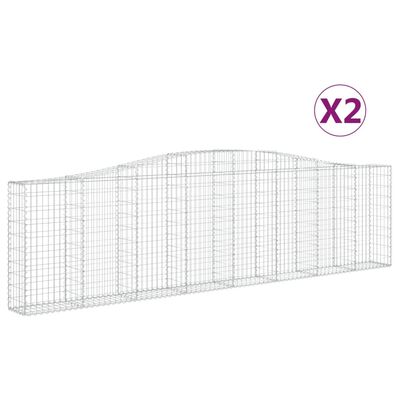 vidaXL Cestos gabião arqueados 2pcs 400x30x100/120cm ferro galvanizado