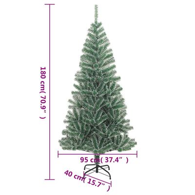 vidaXL Árvore Natal artificial c/ 300 luzes LED, bolas e neve 180 cm