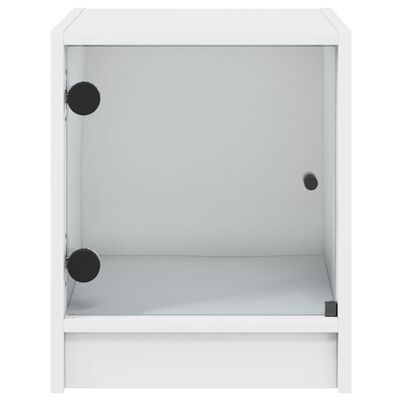 vidaXL Mesas de cabeceira c/ portas de vidro 2 pcs 35x37x42 cm branco