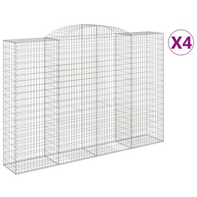 vidaXL Cestos gabião arqueados 4pcs 300x50x200/220cm ferro galvanizado